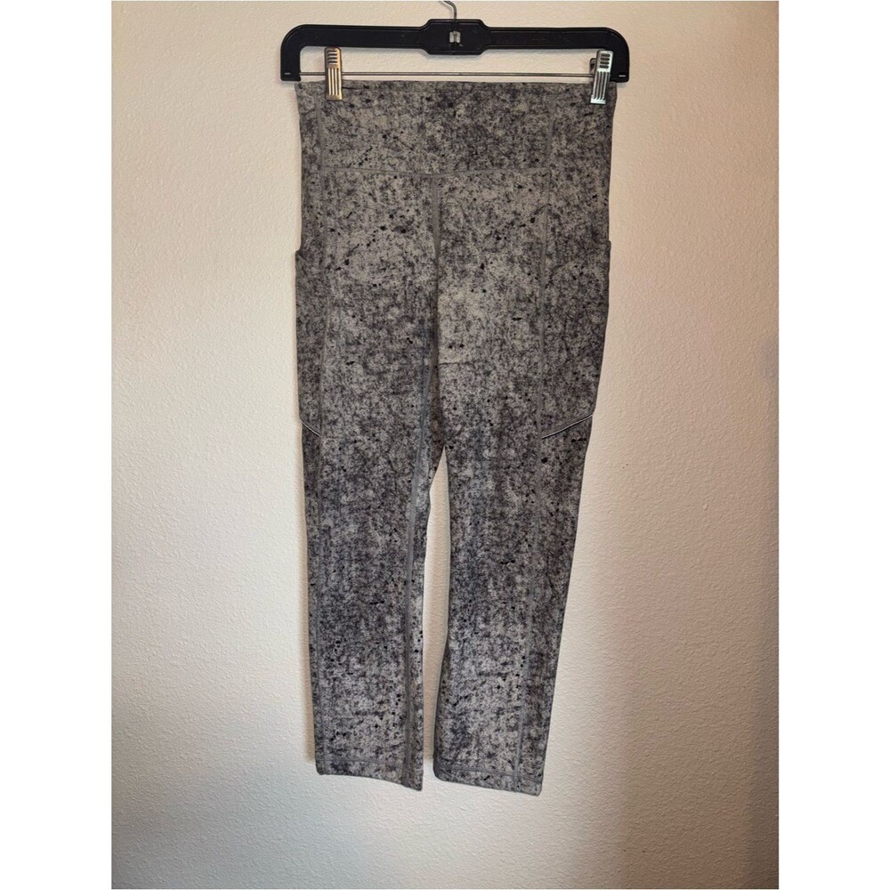 Lululemon Speed Women's High-Rise Gray Black Crop Marble Leggings pockets 4